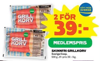 Stora Coop Skinnfri grillkorv erbjuda