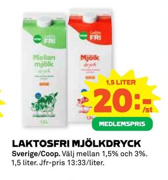 Stora Coop Laktosfri mjölkdryck erbjuda