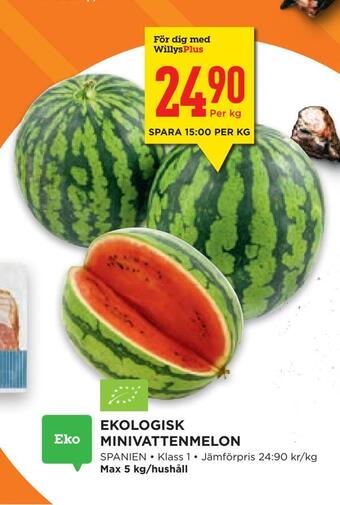 Willys Hemma Ekologisk minivattenmelon erbjuda