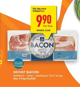 Willys Hemma Skivat bacon erbjuda