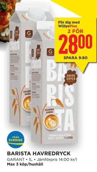 Willys Hemma Barista havredryck erbjuda