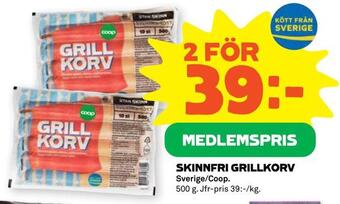 Coop Forum Skinnfri grillkorv erbjuda