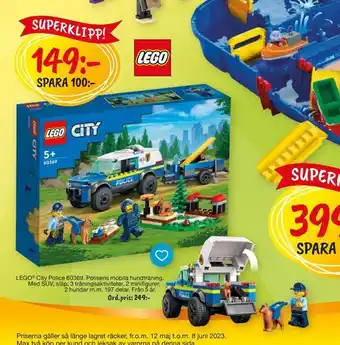 Leklust Lego ® city police 60369 polisens mobila hundträning erbjuda