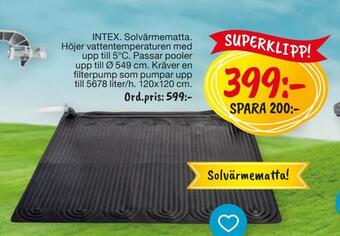 Leklust Intex. solvärmematta erbjuda