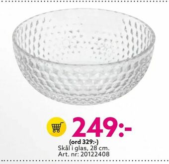 Albrekts Guld Skål i glas, 28 cm erbjuda
