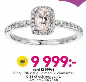 Albrekts Guld Ring i 18K vitt guld med 0,22 ct och morganit erbjuda