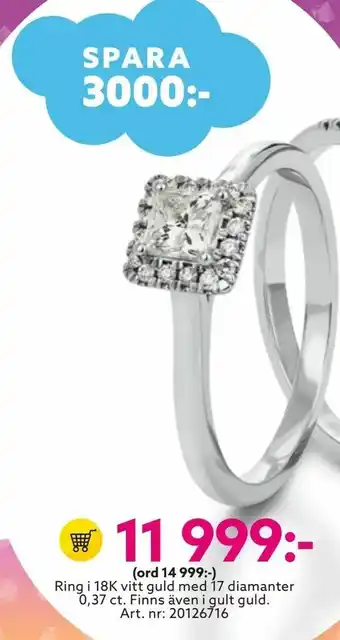 Albrekts Guld Ring i 18K vitt guld med 17 diamanter 0,37 ct. erbjuda
