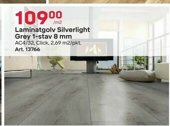 Byggmax Laminatgolv Silverlight Grey 1-stav 8 mm erbjuda
