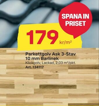 Parkettgolv Ask 3-Stav 10 mm Barlinek