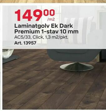 Byggmax Laminatgolv Ek Dark Premium 1-stav 10 mm erbjuda