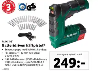 PARKSIDEⓇ Batteridriven häftpistol*
