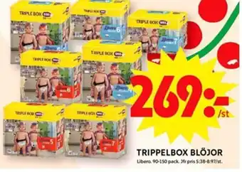 ICA Maxi TRIPPELBOX BLÖJOR Libero. 90-150 pack. erbjuda