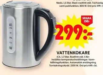 ICA Maxi VATTENKOKARE ICA. 1,7 liter. erbjuda