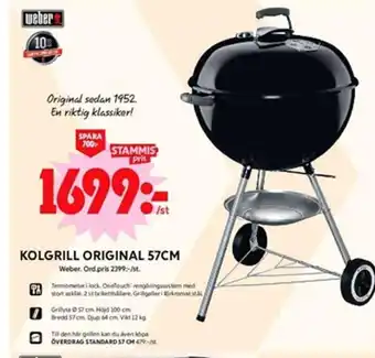 ICA Maxi KOLGRILL ORIGINAL 57CM Weber. erbjuda