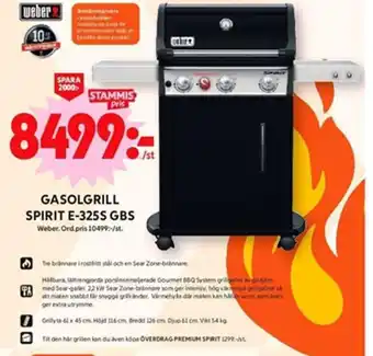 ICA Maxi GASOLGRILL SPIRIT E-325S GBS Weber erbjuda