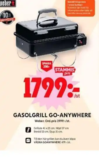 ICA Maxi GASOLGRILL GO-ANYWHERE Weber erbjuda