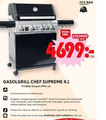 ICA Maxi GASOLGRILL CHEF SUPREME 4.1 FCCBBQ erbjuda