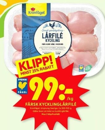 ICA Kvantum FÄRSK KYCKLINGLÅRFILÉ erbjuda
