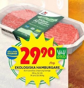 ICA Kvantum EKOLOGISKA HAMBURGARE erbjuda
