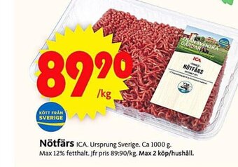 ICA Supermarket Nötfärs ICA. erbjuda