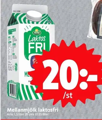 Mellanmjölk laktosfri Arla. 1,5 liter