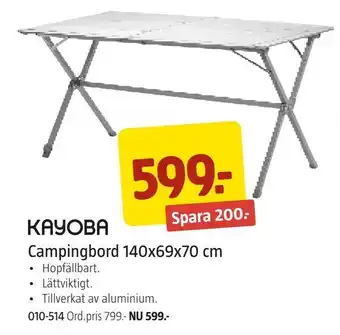Campingbord 140x69x70 cm