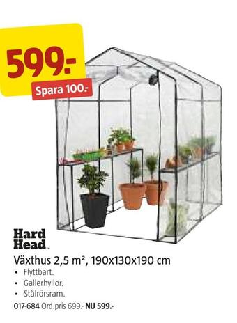 Jula Växthus 2,5 m2, 190x130x190 cm erbjuda