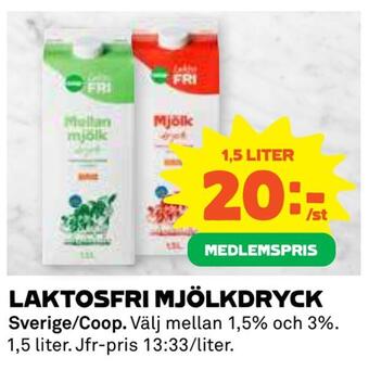 Coop Laktosfri mjölkdryck erbjuda