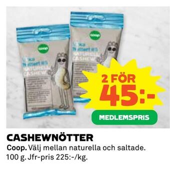 Coop Extra Cashewnötter erbjuda