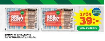 Coop Skinnfri grillkorv erbjuda
