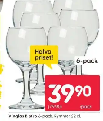 Rusta Vinglas Bistro 6-pack. Rymmer 22 cl. erbjuda