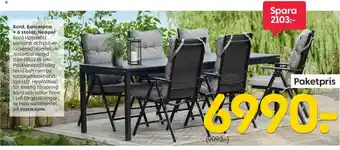 Rusta Bord, Barcelona + 6 stolar, Neapel erbjuda