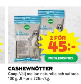 Coop Coop cashewnötter erbjuda