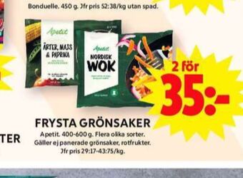ICA Maxi Apetit grönsaker erbjuda