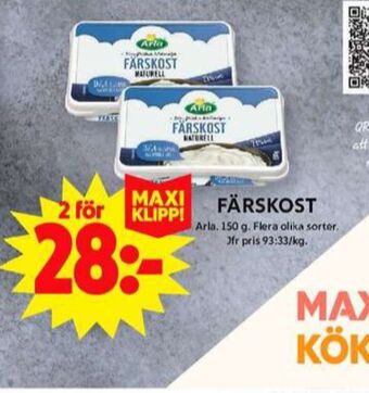 ICA Maxi Arla färskost erbjuda