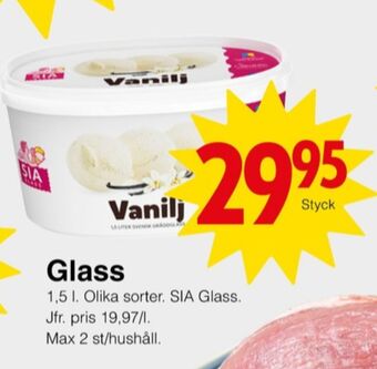 Matöppet Sia gräddglass erbjuda