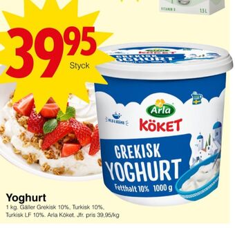 Matöppet Arla yoghurt erbjuda
