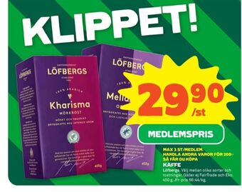 Stora Coop Kharisma kaffe malet erbjuda