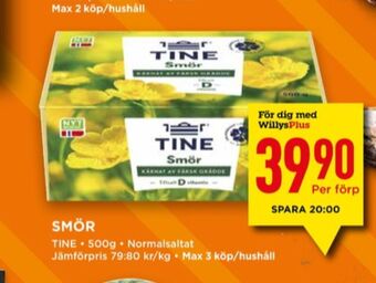 Willys Tine smör erbjuda