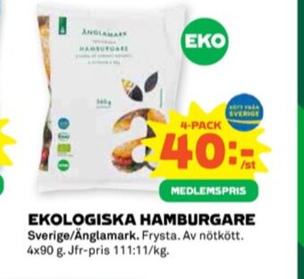 Stora Coop Änglamark hamburgare erbjuda