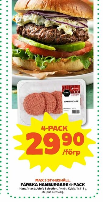 Stora Coop Färska hamburgare 4-pack erbjuda