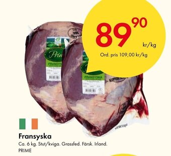 Snabbgross Fransyska Ca. 6 kg. Stut/kviga. Grassfed. Färsk. Irland. PRIME erbjuda