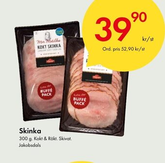 Snabbgross Skinka 300 g. Kokt & Rökt. Skivat. Jakobsdals erbjuda