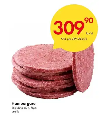 Snabbgross Hamburgare 25x150 g. 80%. Fryst. Lithells erbjuda