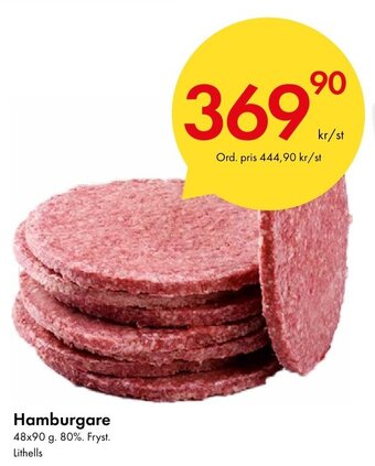 Snabbgross Hamburgare 48x90 g. 80%. Fryst. Lithells erbjuda