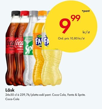 Läsk 24x50 cl à 239,76/platta exkl pant. Coca Cola, Fanta & Sprite. Coca-Cola