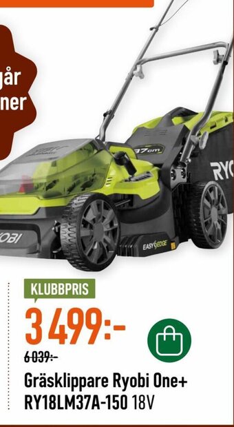 Granngården Gräsklippare Ryobi One+ RY18LM37A-150 18V erbjuda