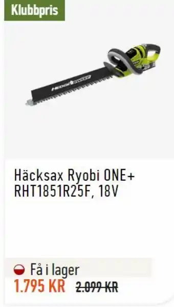 Granngården Häcksax Ryobi ONE+ RHT1851R25F, 18V erbjuda
