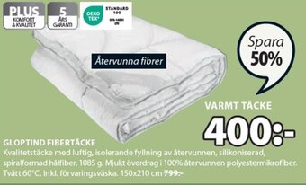 JYSK GLOPTIND FIBERTÄCKE erbjuda