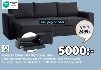 JYSK MARSLEV BÄDDSOFFA MED SCHÄSLONG erbjuda